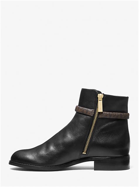 michael kors finley flat boot|Finley Leather and Logo Ankle Boot .